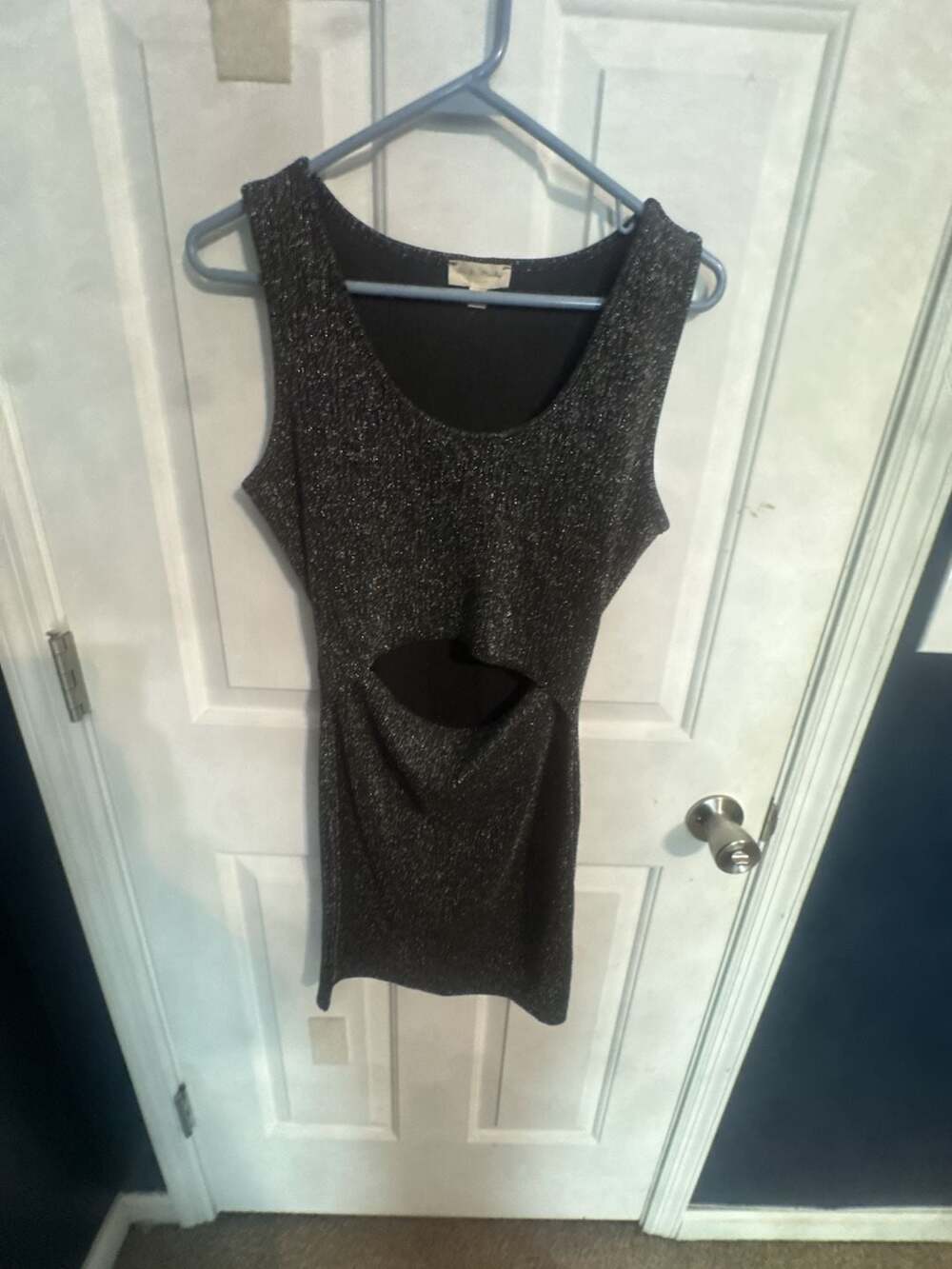 See You Monday Metallic Cutout Sleeveless Dress Size L